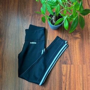 Adidas Black Performance Leggings with Signature Stripes